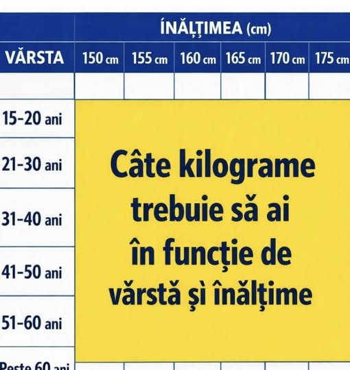 Câte kilograme trebuie să ai în funcție de vârstă și înălțime?