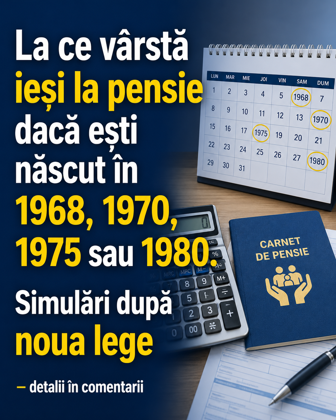 La ce vârstă ieși la pensie dacă ești născut în 1968, 1970, 1975 sau 1980. Simulări după noua lege