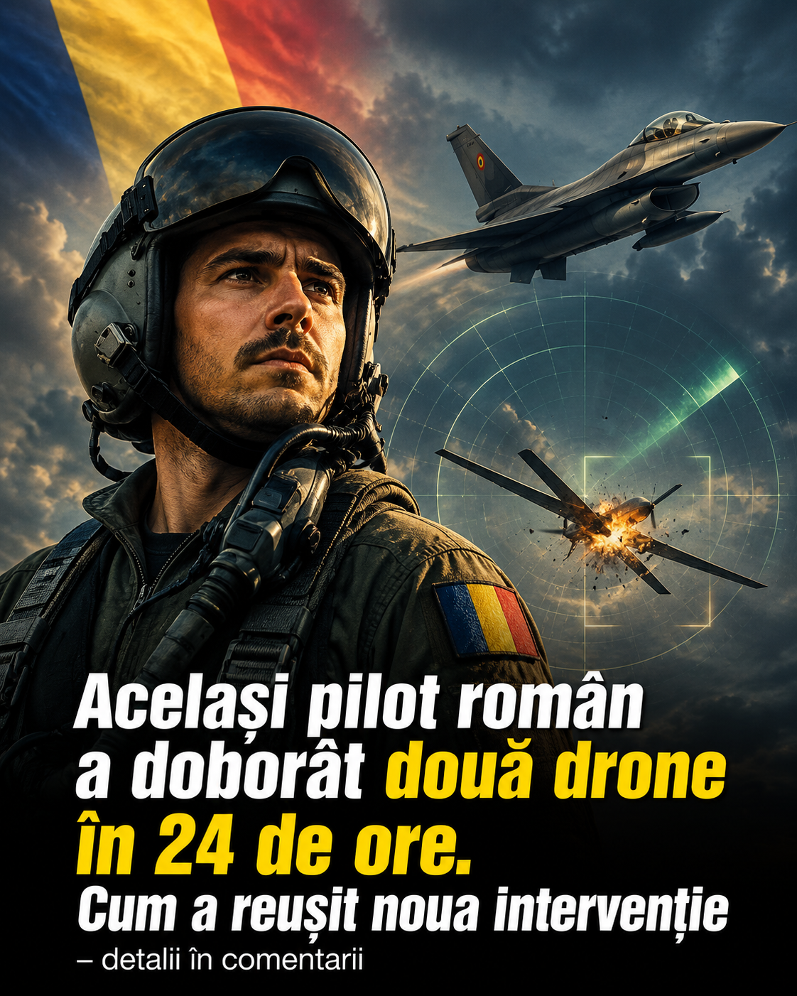 Același pilot român a doborât două drone în 24 de ore. Cum a reușit noua intervenție