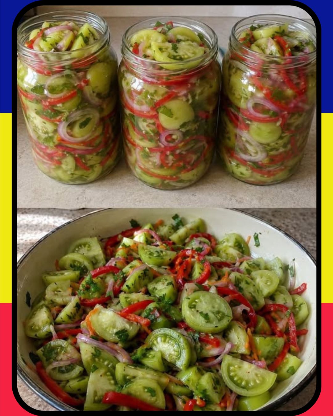 Fără foc și fără apă… Ți se topesc papilele! Salată din roșii verzi crocante – gata în câteva minute!