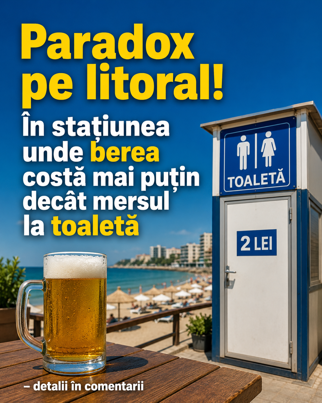Paradox pe litoral! În stațiunea unde berea costă mai puțin decât mersul la toaletă