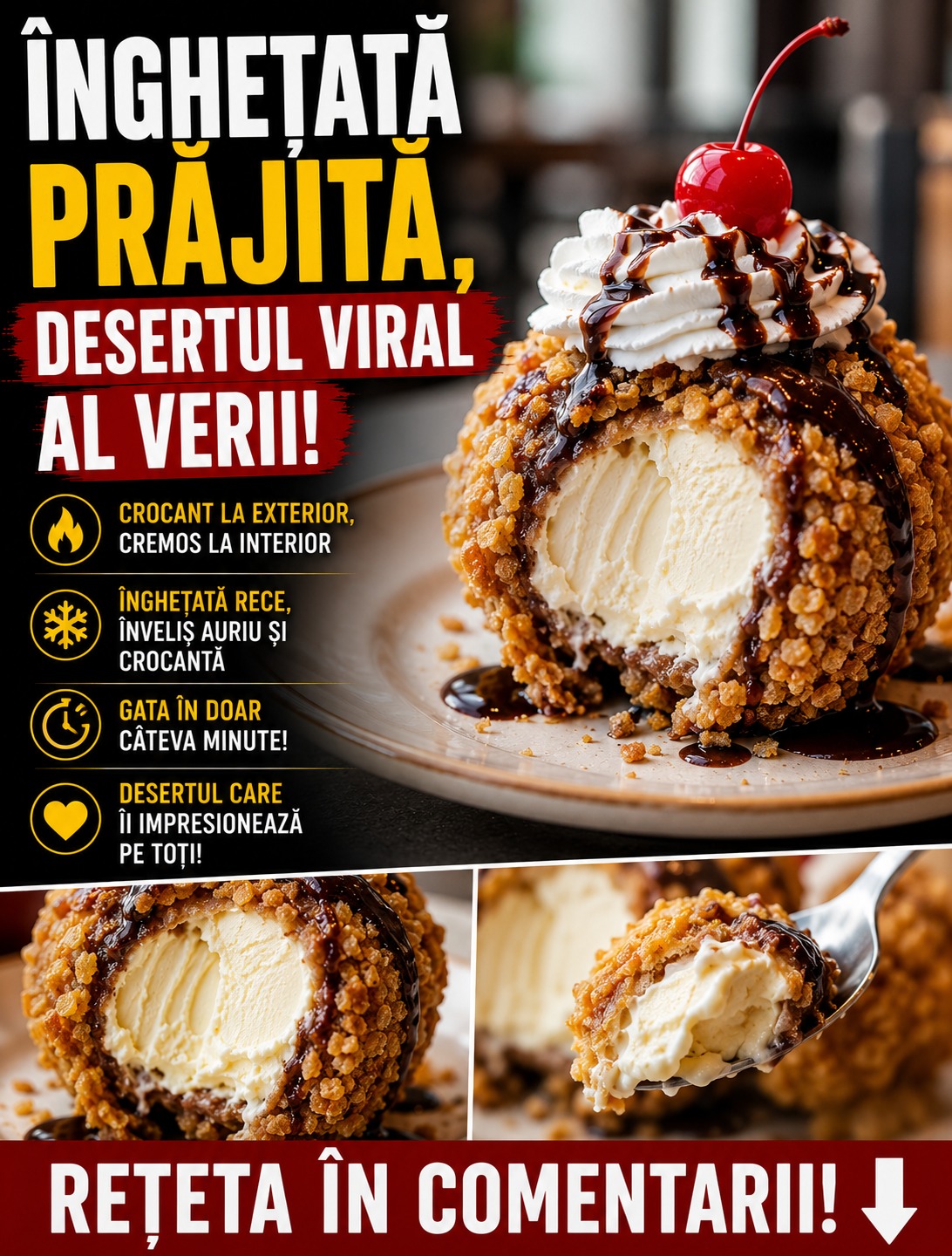 Înghețată prăjită, desertul viral al verii. Rețeta în comentarii